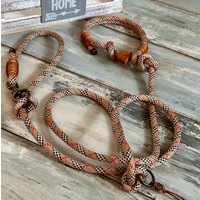 Retrieverleine Moxonleine Tauleine Aus Premium Tau Tartan Beige Verstellbar von NordlichtDogsShop