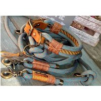 Neu Tauleine Und Halsband Set Turquoise & Copper - Fusion Leder Cognac Antik Messing Verstellbar Schnalle von NordlichtDogsShop