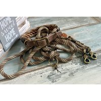 Tauhalsband Und Tauleine Aus Ppm Seil Leder Cognac Verstellbar Personalisiert Mit Ledermarke Für Große Kleine Hunde von NordlichtDogsShop