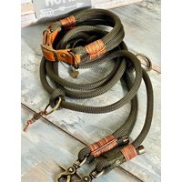 Tauhalsband Und Tauleine Aus Oliv Antik Messing Verstellbar Für Große Kleine Hunde Personalisiert von NordlichtDogsShop