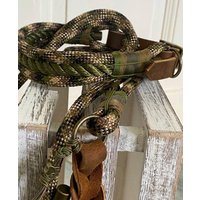 Tauhalsband Und Tauleine Mit Leder Camouflage Oliv Antik Messing von NordlichtDogsShop