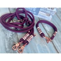 Tauleine Und Halsband Mit Rosegoldenen Beschlägen Verstellbar von NordlichtDogsShop