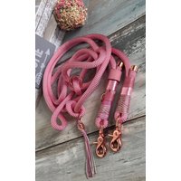 Tauleine Hundeleine Rose Verstellbar Mit Rosegoldenen Beschlägen von NordlichtDogsShop