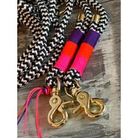 Tauleine Hundeleine Und Halsband Set Verstellbar Schwarz Weiß Messing von TauForDogs