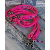 Tauleine Hundeleine Martingale Neon Pink Silber von NordlichtDogsShop