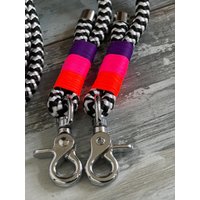 Tauleine Hundeleine Verstellbar Schwarz Weiß Mit Silbernen Beschlägen von NordlichtDogsShop