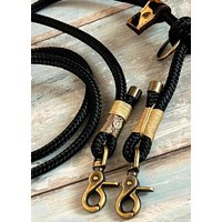 Tauleine Hundeleine Verstellbar Tartan Beige Antik Messing von NordlichtDogsShop