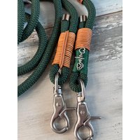 Tauleine Hundeleine Führleine Verstellbar Waldgrün Silber von NordlichtDogsShop