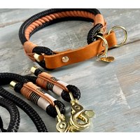 Zugstopphalsband Und Tauleine Im Set Mit Leder Verstellbar Personalisiert Ledermarke von NordlichtDogsShop