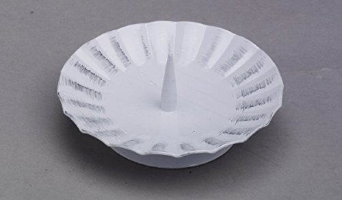 Taufkerzenhalter weiß/Silber aus Eisen mit Dorn Ø 9,5 cm für Taufkerzen von Taufkerzenhalter