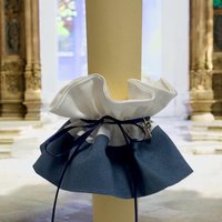 Tropfschutz Für Taufkerze, Kommunionkerze Mittelblau Weiß - Geschenk Zur Erstkommunion, Feierliche Dekoration von Taufkleiddesign