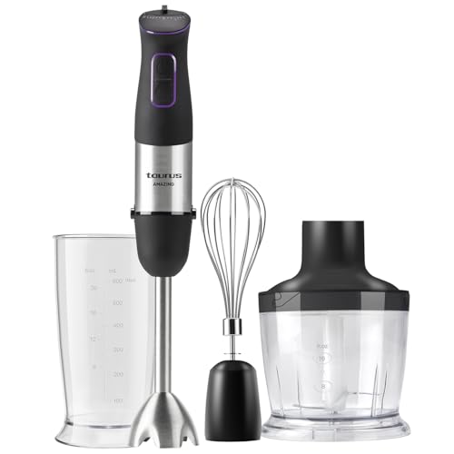 Taurus | Stabmixer -Set| 1000W | 20 Geschwindigkeitsstufen | Turbo-Funktion | 4 Edelstahlklingen | ergonomisch | Spritzschutz | inklusive Zubehör von Taurus