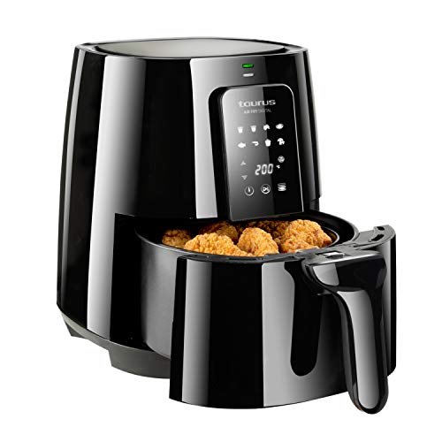 Taurus Air Fry Digital Air Fritteuse, digital, ohne Öl, Rezept, Frittieren, Grillen, Backen und Erhitzen, 3,5 l, 1300 W, 0-60 Minuten, 80-200 °C, antihaftbeschichtet, PFOA- und BPA-frei, Schwarz von Taurus