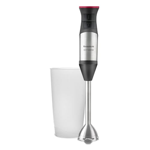 Taurus Bapi 1200 Edelstahl Handmixer, 1200 W, Schneebesen und Eiszerkleinerer, langes Kabel 110 cm, 20 einstellbare Geschwindigkeiten, ergonomischer Griff, Turbo Rotation System, BPA-frei, inkl. von Taurus