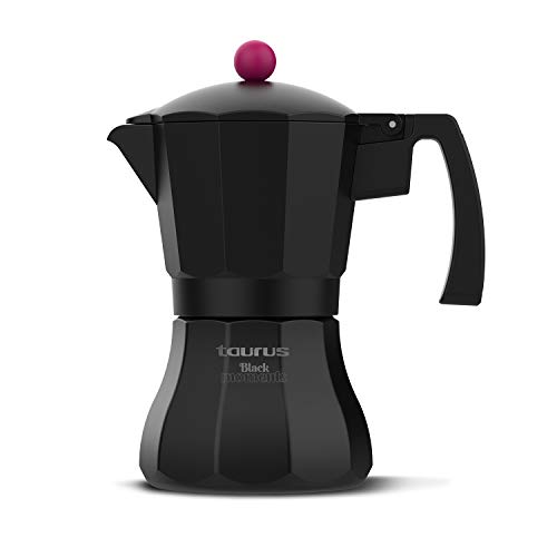 Taurus Black Moments 12 | Italienische Kaffeemaschine | 12 Tassen | Boden und Filter aus Edelstahl | Ergonomischer Griff | Sicherheitsventil | Silikonverschluss | Für alle Herdarten | Schwarz von Taurus