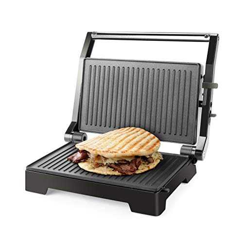 Taurus Crispy & Co - Elektrischer Fleischgrill 1000 W, 180 ° Öffnung, Antihaftbeschichtung, Oberfläche 14,5 x 23 cm, vertikales Fach, Kabelfach, PFOA-frei Schwarz von Taurus