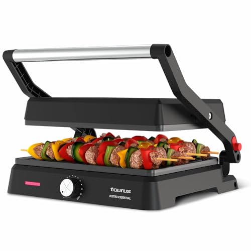 Taurus - Kontaktgrill Essential 2600W | 2-in-1 Grill & Plancha | Platten 29x23 cm | PFOA-frei | Fettauffangschale | Einstellbarer Thermostat | Cool-Touch & Plattenverriegelung von Taurus