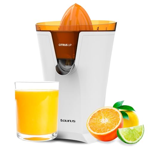 Taurus - Extra hoher Zitruspress Citrus Up | 40W | Direktes Ausschenken | 2 Presskegel | 200ml Behälter | Für Gläser bis 14 cm | Verschließbarer Auslauf | Zwei Richtungen Rotation von Taurus