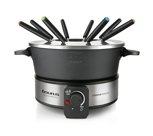 Taurus FF2 Fondue-Gerät, 1000 W, Kapazität 2 l, 8 Personen, einstellbare Temperatur, alle Arten von Fondue, ohne PFOA, Schwarz von Taurus