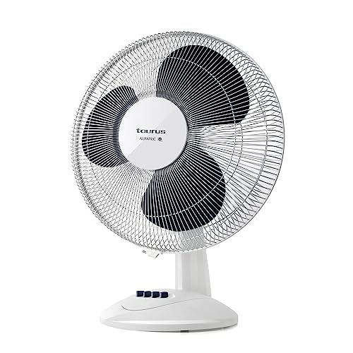 Taurus Greco 16 Tragbarer Tischventilator, Oszillationssystem, 3 Flügel, Durchmesser 40 cm, 40 W, runder Boden, rutschfest, leicht zu reinigen, mehrfarbig von Taurus