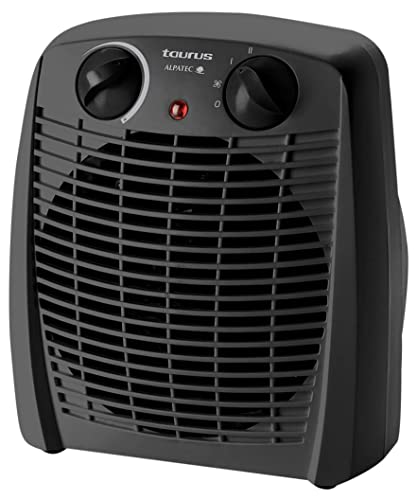 Taurus Alpatec Heizlüfter | New Gobi | 2000W | 2 Intensitäten | Regelbarer Thermostat | Sicherheits-Thermoschutz | Kontrollleuchte | Tragegriff | Bis 20m2 | Schwarz von Taurus