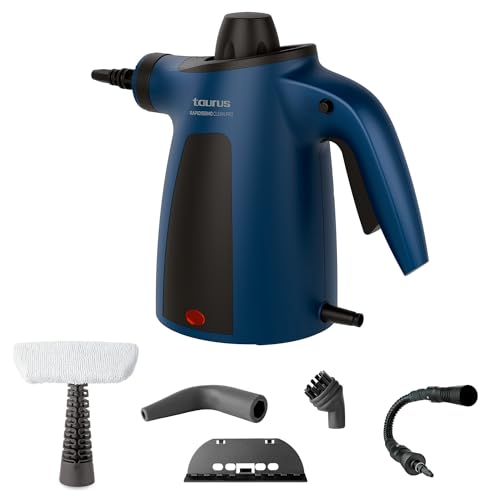 Taurus Rapidissimo Clean Pro - Dampfreiniger | Leistungsstark | Temperatur bis zu 160ºC | Hoher Dampfdruck 3 bar | 30g/min. | 350 ml | 3m Kabel | 7 Zubehörteile | Professionelle Reinigung | Blau von Taurus