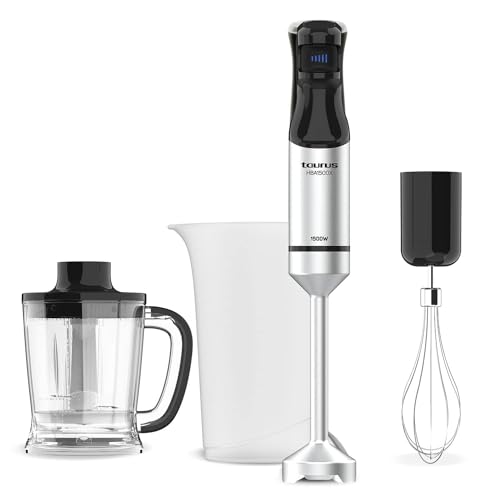 Taurus Stabmixer HBA1501X 1500 W | 20-stufiger Regler | Turbo-Funktion | Edelstahlklingen | Eiszerkleinerer | ergonomisches Design | Messbecher 700 ml | Edelstahl von Taurus