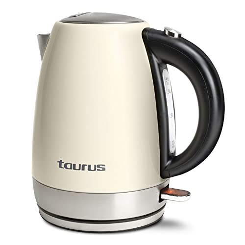 Taurus Vintage Cream - Wasserkocher | 2200 W | 1,7 l | 360° drehbarer Boden | ergonomischer Griff | automatische Abschaltung | Öffnungstaste | abnehmbarer Filter | Edelstahl - Creme von Taurus