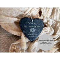 Grabstecker - Schiefer Herz Personalisiert Mit Gravur Grabschmuck Sternenkind/Regenbogenkind Kind von TautropfenMagie