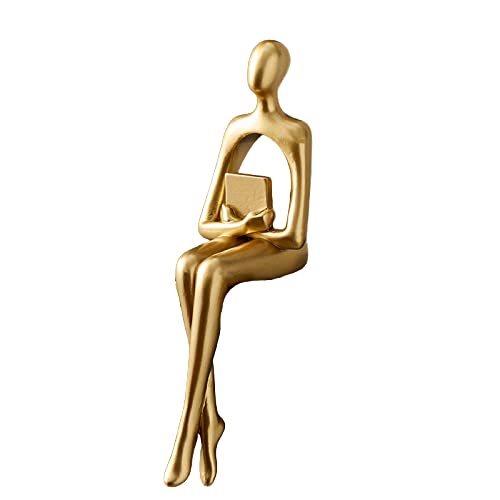 Abstrakte Denker Statue Moderne Harzfiguren Handwerk Kunst Hand für Home Office Bücherregal Desktop Fotografie Dekoration,Gold,C von Tauzveok