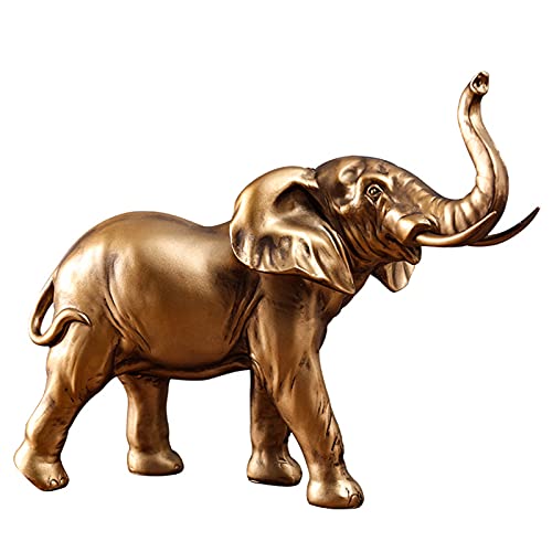 Elefant Statuen Skulpturen Desktop Harz Dekoration Handwerk Dekorative Statuen Mutter Elefant Baby Elefant Symbol des Glücks,Gold,37.5 * 14 * 26.5cm von Tauzveok