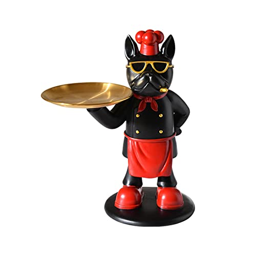 Französische Bulldogge Tablett Deko Statue, Coole Bulldogge schlüsselschale, Tischdekoration, Schmuck Aufbewahrungsbox Schlüssel Schale, Harz,Red a von Tauzveok