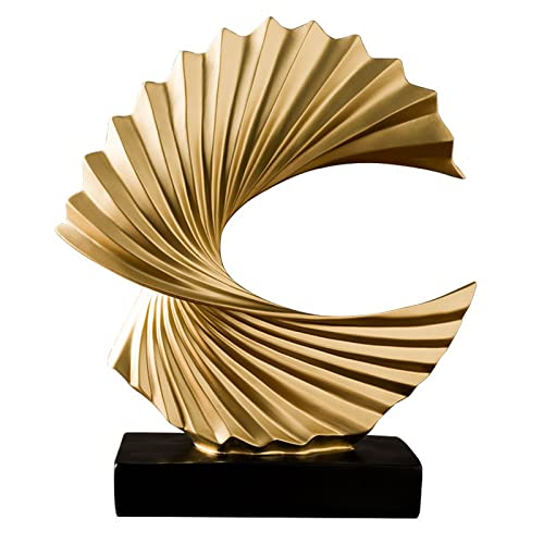 Tauzveok Modern Abstrakte Skulptur Schwarzer Sockel, Gold Feng Shui Statue Spiral from Harz 28 cm high Represents Good Luck of Career and Wealth von Tauzveok