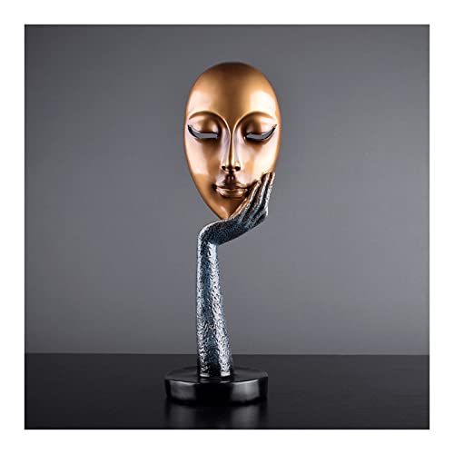 Tauzveok Abstrakte Kunst Skulptur Deko, Golden Gesicht Figur Dekoration Statue, Zum Dekorieren Von Wohnzimmer, Schlafzimmer, Büro,Skulpturen Und Figuren Modern, Resin,Bronze a von Tauzveok