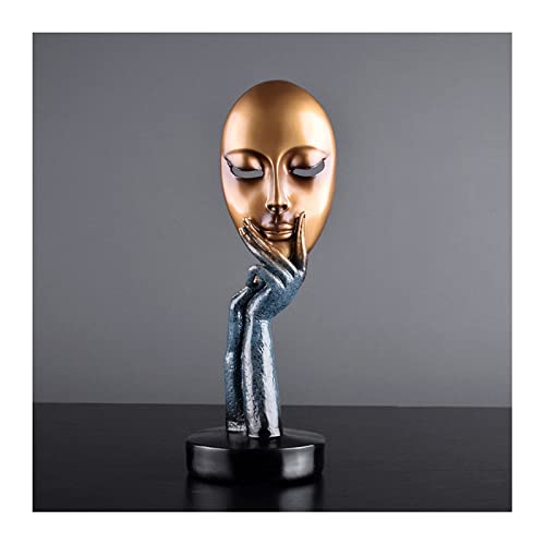 Tauzveok Abstrakte Kunst Skulptur Deko, Golden Gesicht Figur Dekoration Statue, Zum Dekorieren Von Wohnzimmer, Schlafzimmer, Büro,Skulpturen Und Figuren Modern, Resin,Bronze b von Tauzveok