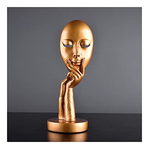 Tauzveok Abstrakte Kunst Skulptur Deko, Golden Gesicht Figur Dekoration Statue, Zum Dekorieren Von Wohnzimmer, Schlafzimmer, Büro,Skulpturen Und Figuren Modern, Resin,Gold b von Tauzveok