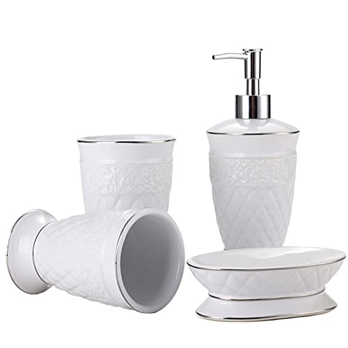 Tauzveok Badezimmer-Waschtisch-Zubehör-Set aus Keramik, neues Apartment-Essentials, Arbeitsplatten-Waschtisch, organisiert eleganten Look für Zuhause, Büro Tauzveok Badezimmer-Waschtisch-Zubehör-Set aus Keramik, neues Apartment-Essentials, Arbeitsplatten-Waschtisch, organisiert eleganten Look für Zuhause, Büro von Tauzveok