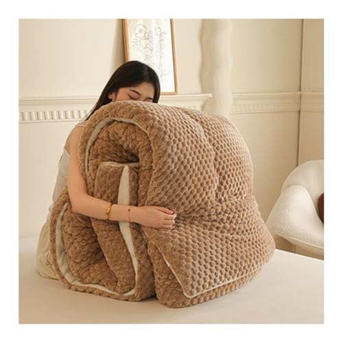 Tauzveok Bettdecke Dicke Winter, Flauschige Winterdecke, Winter Steppdecke Für Bett, Dicker Warmer Lammsamt Duvet, Weiche Warme Plüsch Bettdecken,Kaffee,150x200cm 3kg von Tauzveok