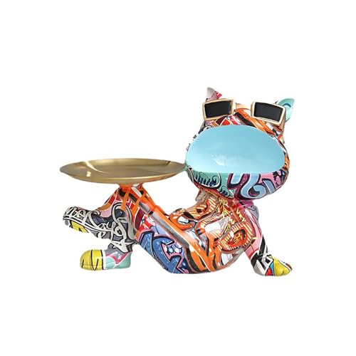 Tauzveok Bunt französische Bulldogge deko, Hund deko Statue für Schlüssel Ablage, Süßigkeiten Schmuck, Ohrringe, Bulldog deko Schlüssel Schale, Mit Tablett,D Blue Tauzveok Bunt französische Bulldogge deko, Hund deko Statue für Schlüssel Ablage, Süßigkeiten Schmuck, Ohrringe, Bulldog deko Schlüssel Schale, Mit Tablett,D Blue von Tauzveok