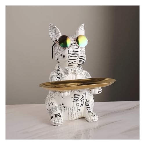 Tauzveok Bunt französische Bulldogge deko, Hund deko Statue für Schlüssel Ablage, Süßigkeiten Schmuck, Ohrringe, Bulldog deko Schlüssel Schale, Mit Tablett,Weiß Tauzveok Bunt französische Bulldogge deko, Hund deko Statue für Schlüssel Ablage, Süßigkeiten Schmuck, Ohrringe, Bulldog deko Schlüssel Schale, Mit Tablett,Weiß von Tauzveok