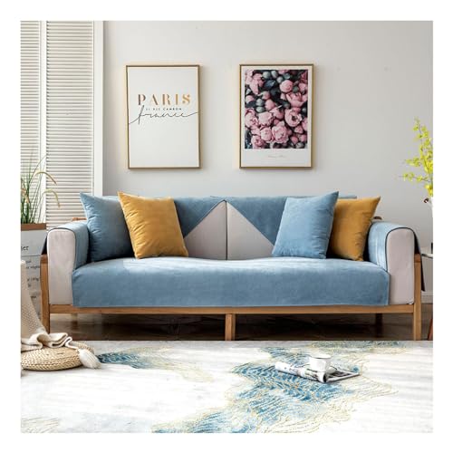 Tauzveok Chenille Sofabezug, 3 2 1 4 Sitzer Sofaschoner rutschfest, Sofadecken Für Sitzfläche, Für L Form, U Form, Ecksofa Sofahusse,Blau,110 * 110cm von Tauzveok