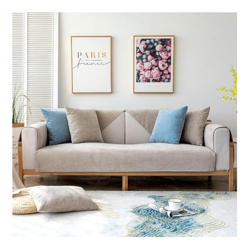 Tauzveok Chenille Sofabezug, 3 2 1 4 Sitzer Sofaschoner rutschfest, Sofadecken Für Sitzfläche, Für L Form, U Form, Ecksofa Sofahusse,Light Curry,110 * 210cm von Tauzveok