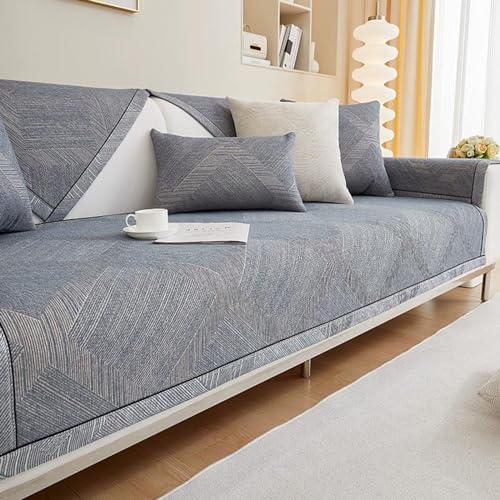 Tauzveok Chenille Sofabezug, Sofadecken Für Sitzfläche rutschfest, Für L Form/U Form/Ecksofa Auflagen, Hund Katz Sofaschutz,D Gray,110 * 240cm von Tauzveok