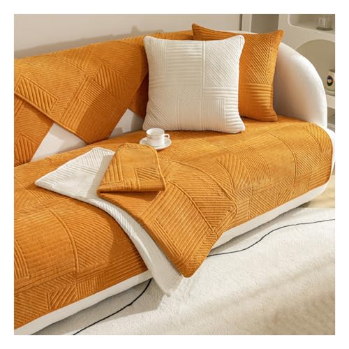 Tauzveok Chenille Sofaschoner rutschfest, Sofadecken für Sitzfläche, Sofabezug für 3 21 4 Sitzer, Sofa L Form/U Form/Ecksofa Sofaschutz, Sofa überzug Kratzschutz Hund Katze,Orange,110 * 160cm von Tauzveok