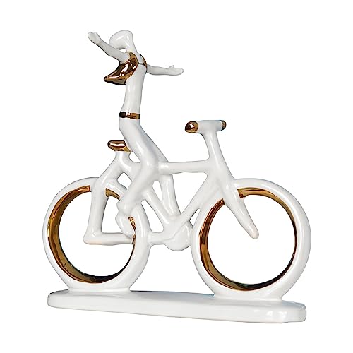 Tauzveok Fahrrad deko Figur Skulptur, Modern Abstrakte Radfahrer Figuren Ornaments, für Decoration Wohnzimmer, Schlafzimmer Büro, Keramik, Geschenk,Flying von Tauzveok