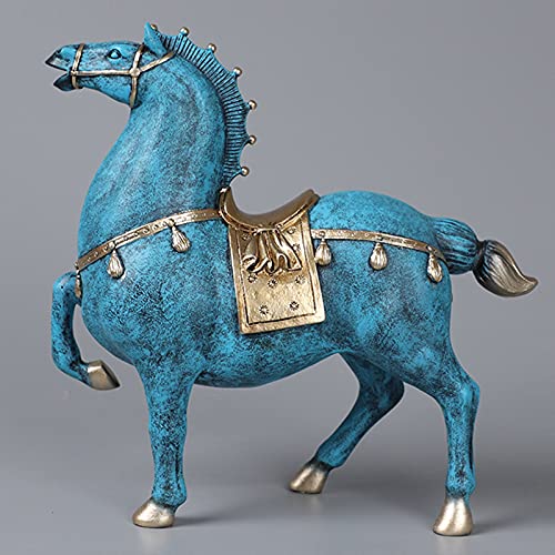 Tauzveok Figur Pferd Bronze Statue Horse Skulptur Feng Shui Tierskulptur Kunstharz Ornament Bürodekoration 24X26cm Deko Gut Als Geschenk,A von Tauzveok