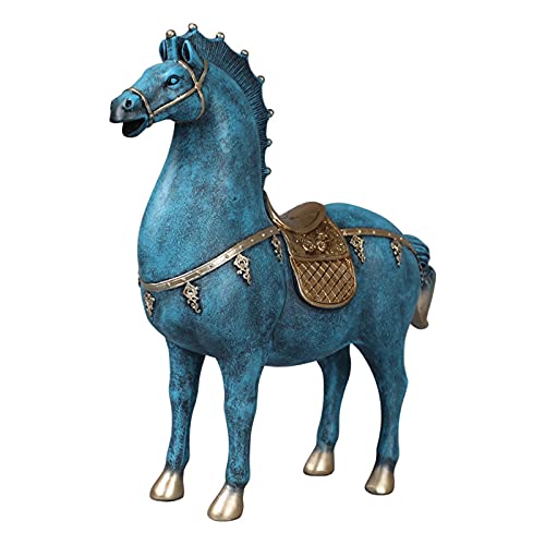 Tauzveok Figur Pferd Bronze Statue Horse Skulptur Feng Shui Tierskulptur Kunstharz Ornament Bürodekoration 24X26cm Deko Gut Als Geschenk,B von Tauzveok