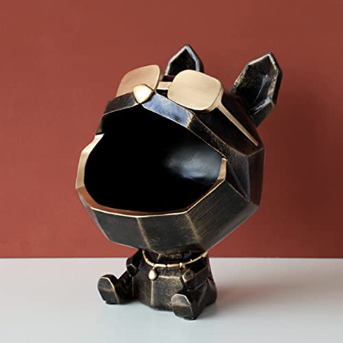 Tauzveok Französische Bulldogge Deko Schlüssel Schale, Schreibtisch Deko Skulptur, Home Decor Schlüsselschale Modern Dekoration, Für Deko Flur Wohnzimmer Aufbewahrungsbox,Schwarz von Tauzveok