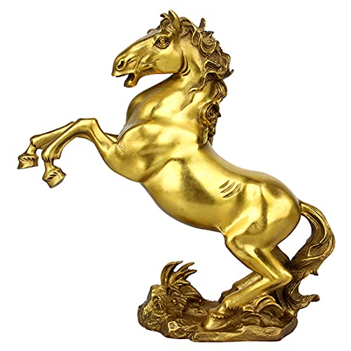 Tauzveok Gold Pferd Figur Deko Messing Statue Pferd mit Bedeutung des Erfolgs, Tier Sammlerstück Ornament für Desktop-Dekor Büro Wohnzimmer,30 * 9 * 28cm von Tauzveok