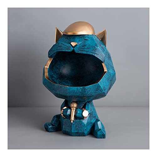 Tauzveok Katze Deko Schale, Lucky Cat, Süßigkeiten Schale Für Glückskatz, Katzen Statue Für Wohnzimmer, Flur, Deko Schlüssel Aufbewahrungsbox,A blue von Tauzveok